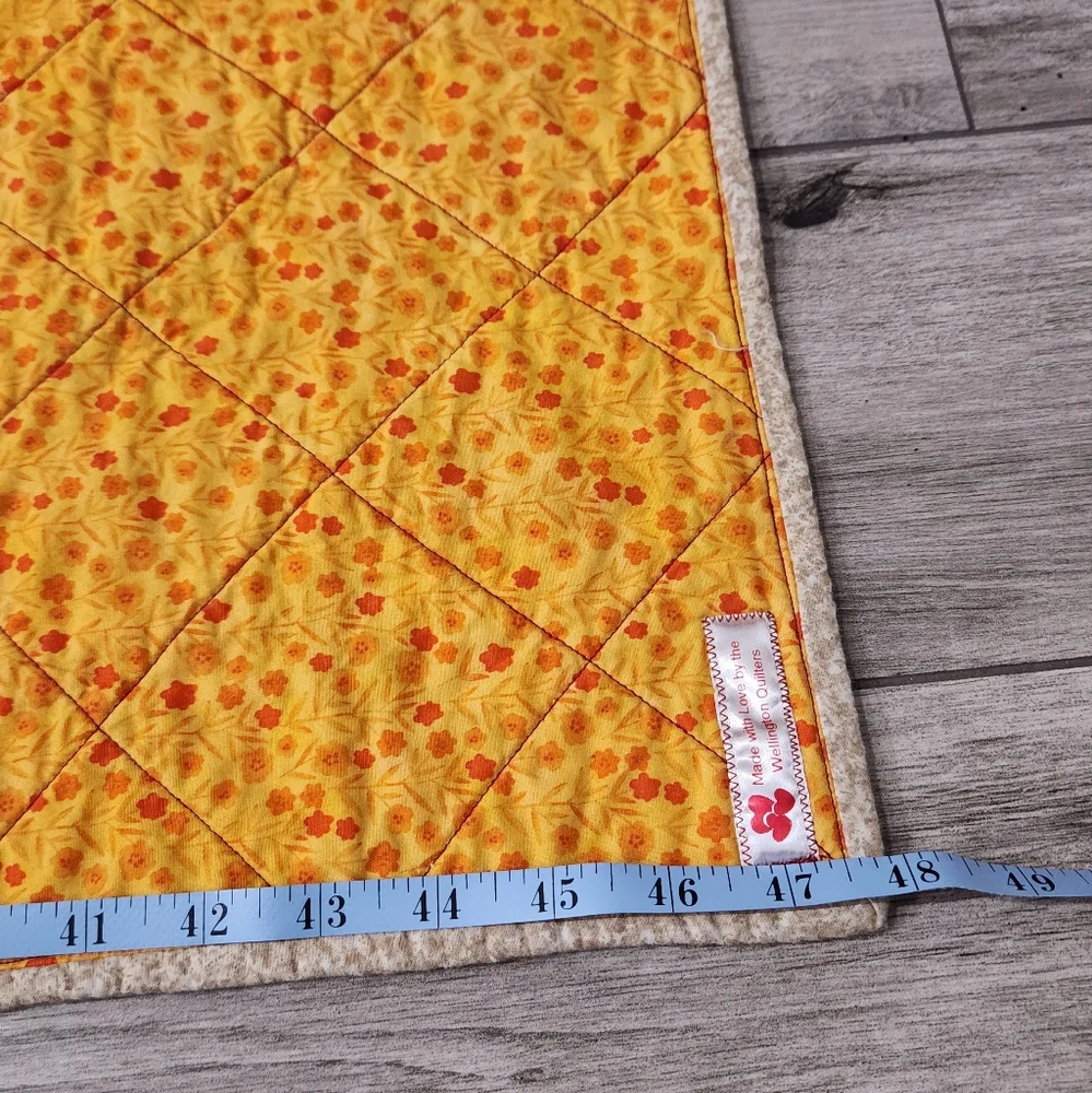 Handmade Patchwork Quilt Crib Lap Throw Fall Theme orange yellow brown cream
